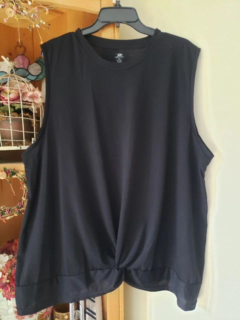 PRO PLAYER Black Knot Front Sleeveless Top Sz 3X