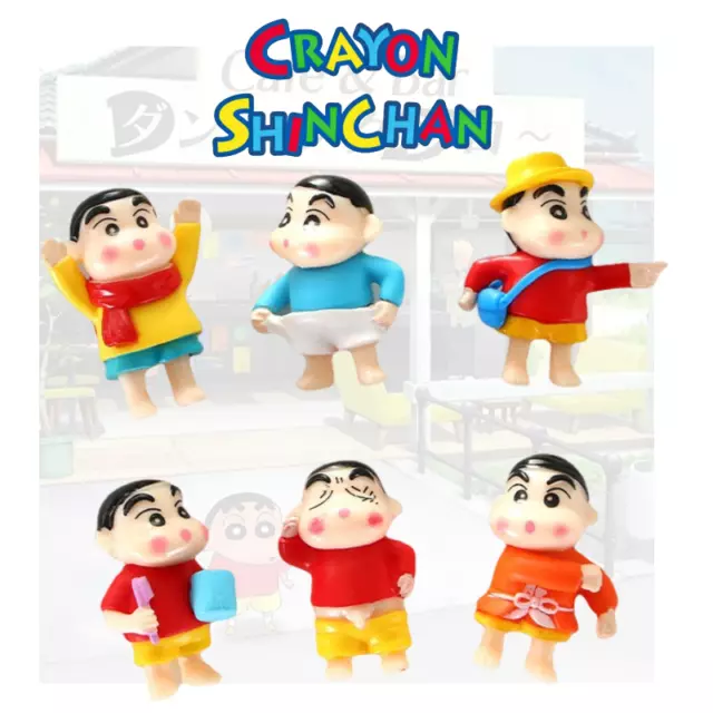 Wholesale 4 Mini Crayon Shin-chan Action Figure Cartoon Toy Cake Car Ornament