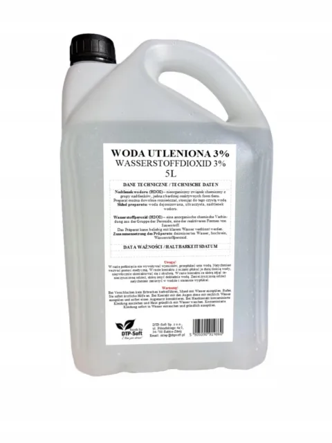 5L de peroxyde d'hydrogène H2O2 - 3% 5 litres 3% testé en laboratoire 5000 ml