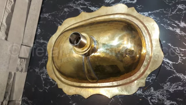 Classic Unlacquered Solid Brass Bathroom Sink ( 14" x 17" )  With Overflow Hole 3