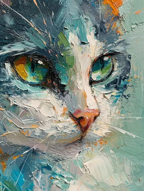 Photo Digital Product Wallpaper Image Picture Background Cat Oil Painting 4Prin