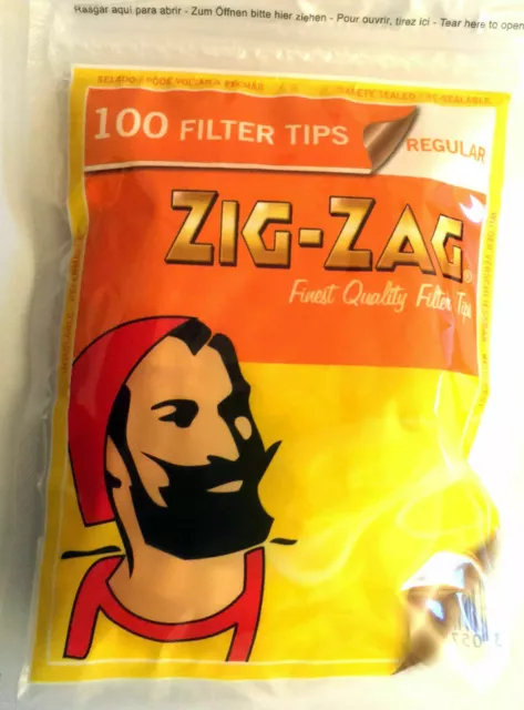 ZIG ZAG REGULAR 100 Resealable Bag of Rolling Cigarette Tobacco Filter 7mm Tips