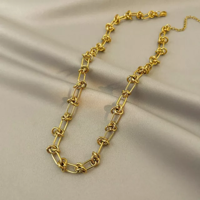 Collier chaîne plaqué or 18 carats pour femme de 10 mm de largeur 17,7"