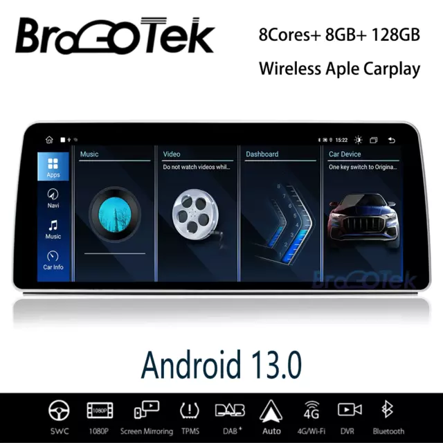 12.3'' Car Radio Carplay Android 13 128GB BMW F30 F31 F32 F36 3/4 Series NBT CIC
