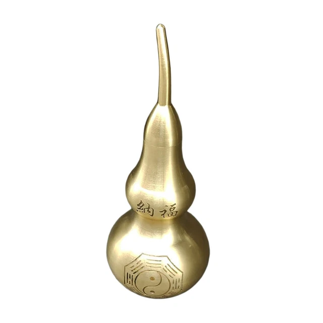 Brass Gourd Figurine Feng Shui Good Luck Statue Brass Hu Lu for Car
