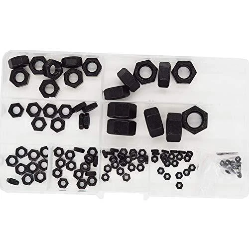 Hex Nuts Metric Thread Hexagon Coarse Nut Silver Tone Fastener Hardware 113pcs