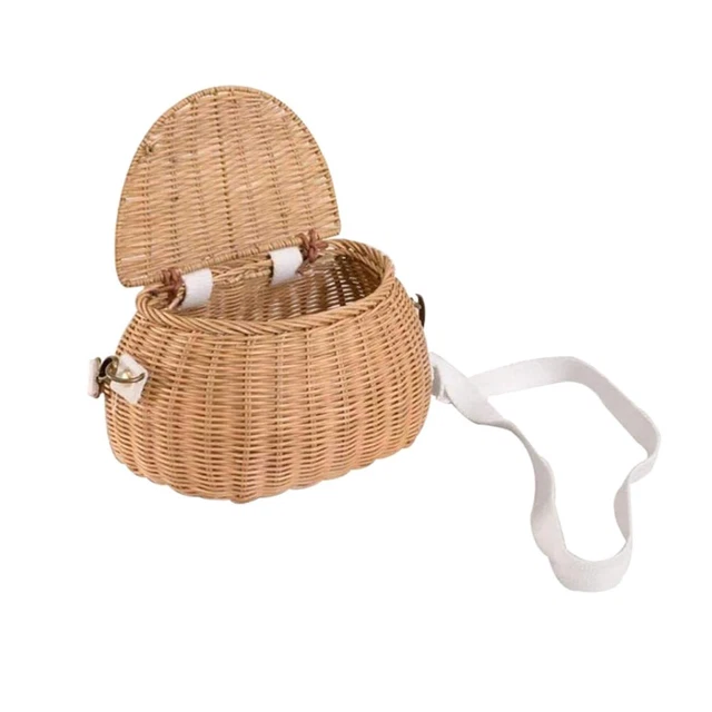 Rattan Wicker Bag Child Womens Crossbody Purse Straw Clutch