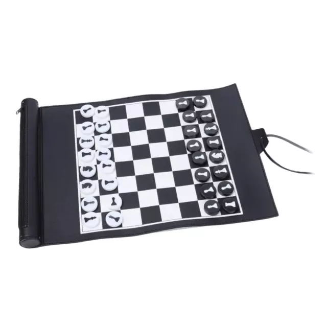 Jeu d'échecs classique portable, jeu de plateau de 32 pièces d'échecs noir
