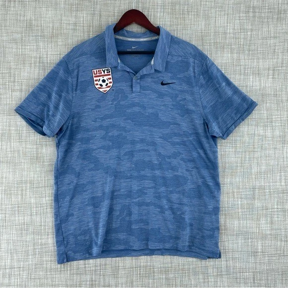NIKE ZONAL COOLING Blue Camo Dri Fit Golf Shirt AR2819 460 Men s Large L NWT 75 49.99 PicClick