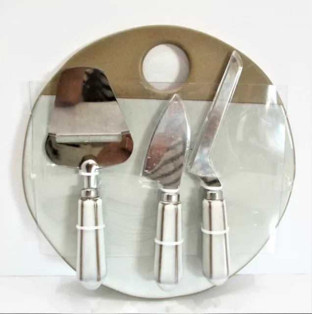 Hearth & Hand Magnolia Stoneware Cheese Board & Cheese Tool 4 Pc Set NEW