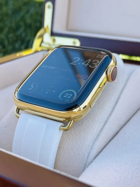 Custom 24K Gold Plated 41MM Apple Watch SERIES 8 Louis Vuitton Band LTE GPS  02