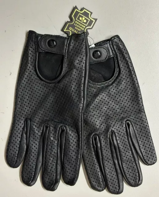 Men's Perforated Summer Driving Motorcycle Leather Gloves