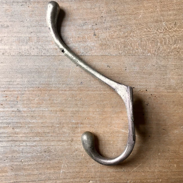 Antique Brass Coat Hook Victorian Vintage Reclaimed Old
