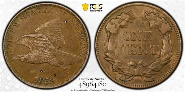 1858/7 Flying Eagle Cent Snow 1 RARE Strong PCGS FS-301 High Grade Overdate S1