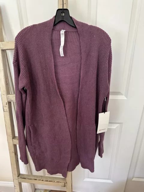 $168 Lululemon Sweater Cardigan Cashlu Wrap Vintage Plum Medium Large Cashmere