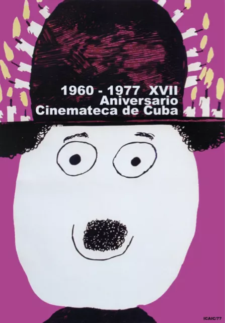 Wall decor home movie Poster.Purple HAPPY Charlie Chaplin art.Cuban Cinema