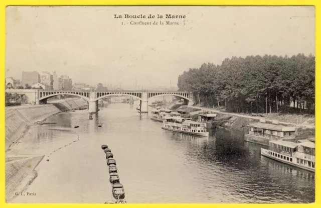 cpa 94 - ALFORT (Val de Marne) LA BOUCLE de la MARNE CONFLUENT Bateaux