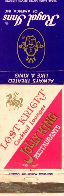 JOLLY KING Restaurant Lost Knight Cocktail Lounge Matchbook Matchcover Vintage