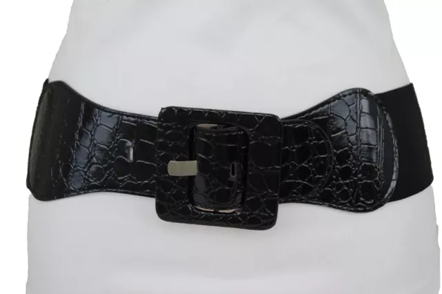 Neuf Femme Similicuir Noir Élastique Large Ceinture Hip Haut Taille Bande Xs S M