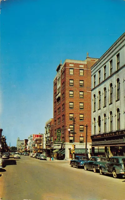 Freeport IL Illinois Main Street Downtown 1960s Hotel Vtg Postcard R8