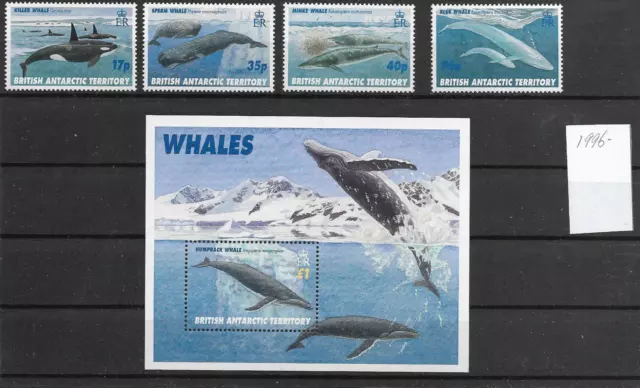 BRITISH ANTARTIC TERRITORY @  1996 SG265/8+MS269 - Whales    MNH @Ant.134