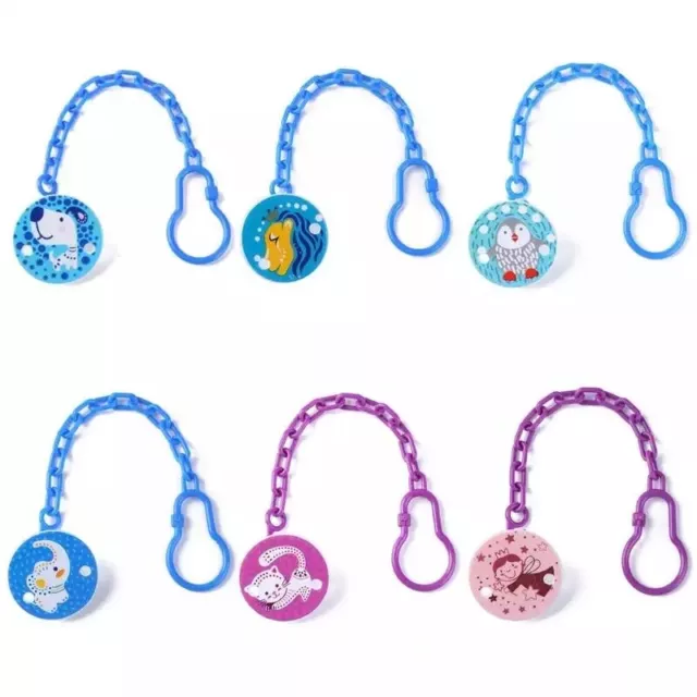 Newborn Baby Infant Dummy Pacifier Soother Plastic Chain Clip Holder Teether UK