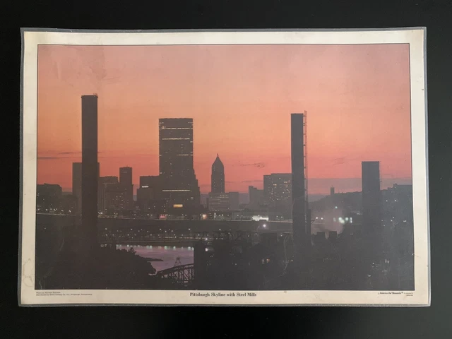 Vintage America the Beautiful Pittsburgh Skyline with Steel Mills Placemat