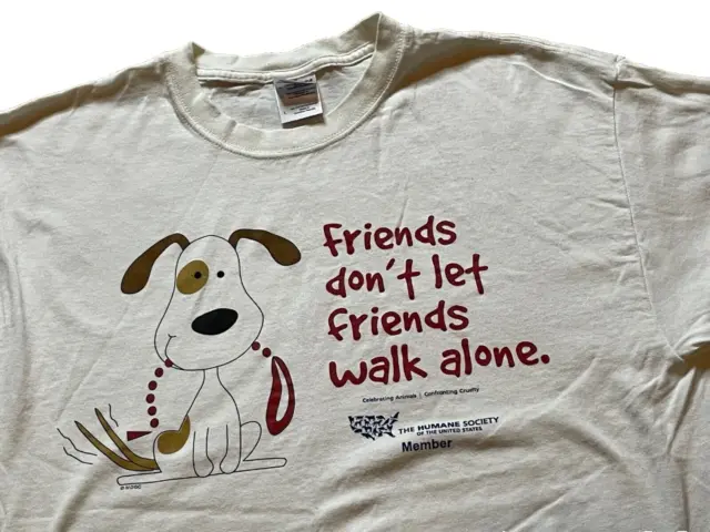 Vintage 90s Y2K Humane Society Adopt Rescue Dog Animal Lover White T Shirt Large