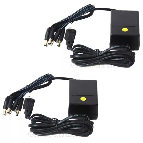 8 Port Security Camera 2x Power Supply Adapters 100-240V AC 12V DC 2A Output a93