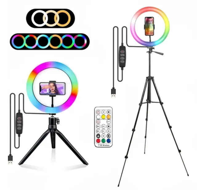 RGB Ring Light Lamp Ring Round With Remote Control For Smartphone Mobile Led Vid