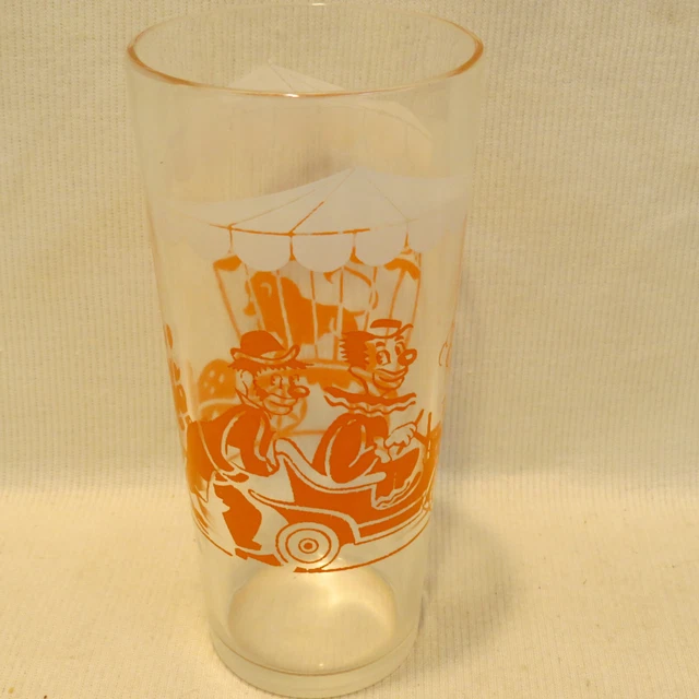 Vintage 1950's Bartlett-Collins Swanky Swigs Circus Clowns Big Top Glass Orange