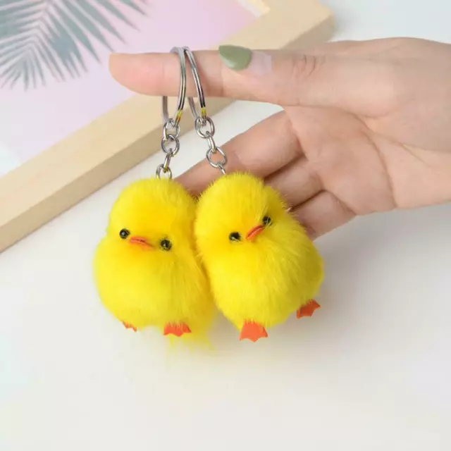 5cm Real Mink Fur Ball Chick Duck Charm Phone Purse Key Chain Keyring Y6J0