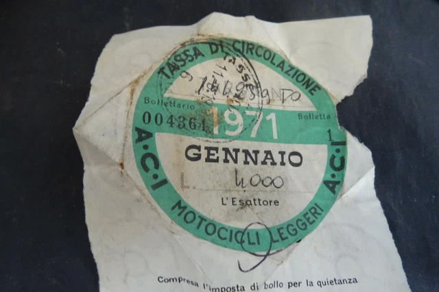 BOLLO 1971 ACI Tassa Circolazione Motocicli Leggeri Moto EUR 21,50 ...