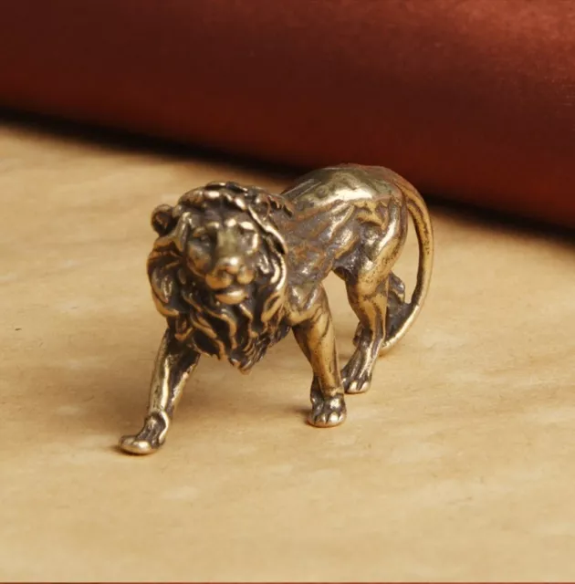 Solid Brass Lion Figurine Statue Animal Figurines House Desktop Decoration Toys