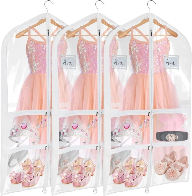 Clear PVC Dance Costume Bags (3 Pack) Garment Bag 40 Inch for Dance Competitions