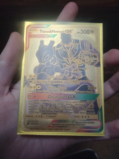 THANOS & MEWTWO GX Black Foil Fan Art Collector Pokemon Card Tag Team   $7.99 - PicClick