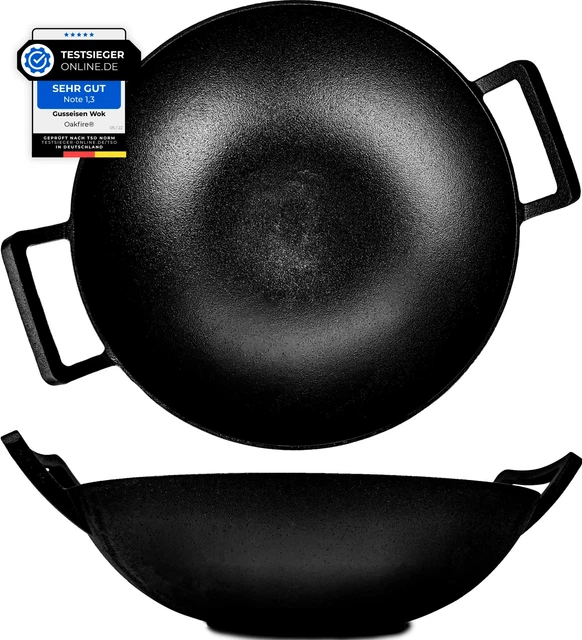 Oakfire Wok Hierro Fundido 36cm Grande Inducción, Parrilla Con - Geoffnete