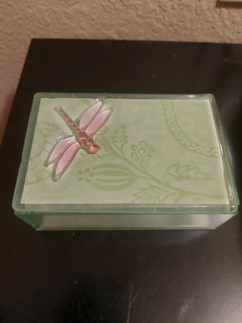 Dragonfly Glass Trinket Box