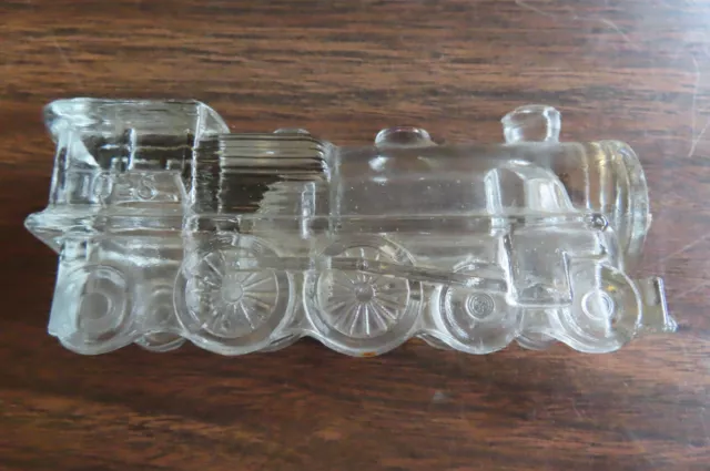 VINTAGE TRAIN ENGINE #1028 Locomotive Glass Candy Container