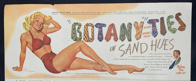 Magazine Ad* - 1947 - BOTANY Ties - Sand Hues