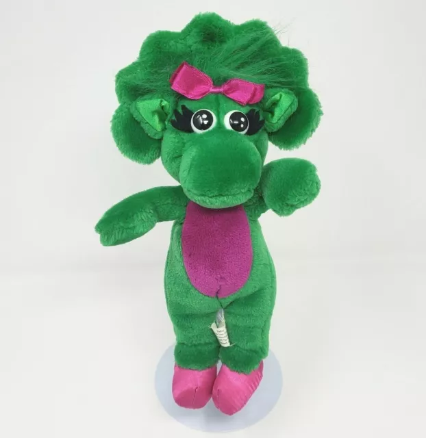 10" Vintage 1992 Barney Baby Bop Green & Pink Dinosaur Stuffed Animal Plush Toy