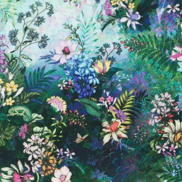 Fabric Topia Floral Scene on Cotton ROBERT KAUFMAN 1/4 yard  19525-286 WILD