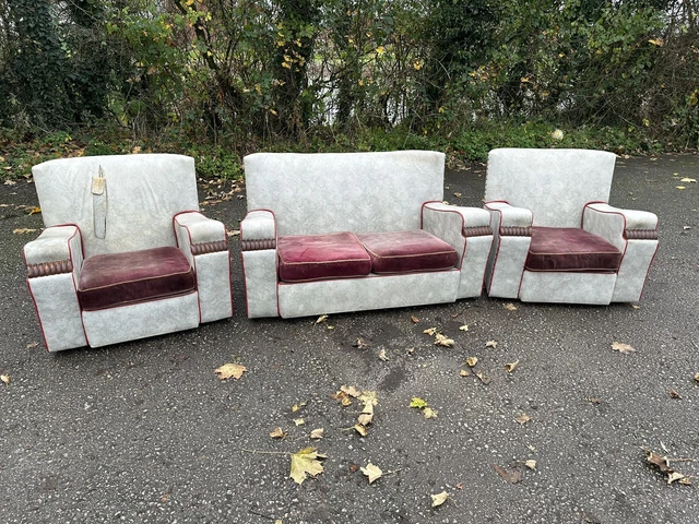 Nice Original Art Deco 3 Piece Suite Tank Design