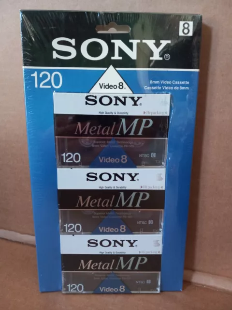3-PACK SONY Video 8 Metal MP P6-120 - 8mm Videocassettes Hi-Packing NTSC NEW