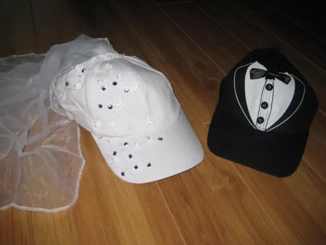 Bride and Groom Wedding Baseball Hat Cap Set Engagement Honeymoon Gift