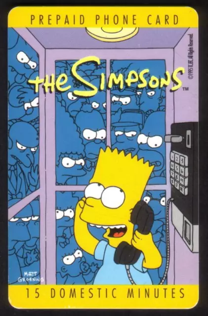 15m Bart Simpson. The Simpsons: Bart Talking On PayPhone PROTOTYPE Phone Card