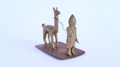 Heavy Vintage Antique Cast Bronze Brass Decorative Mongol & Lama Figure Statue