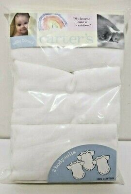 NEW Carter's 3-Pack Unisex Cotton Short Sleeve Bodysuits White 9-12 Months