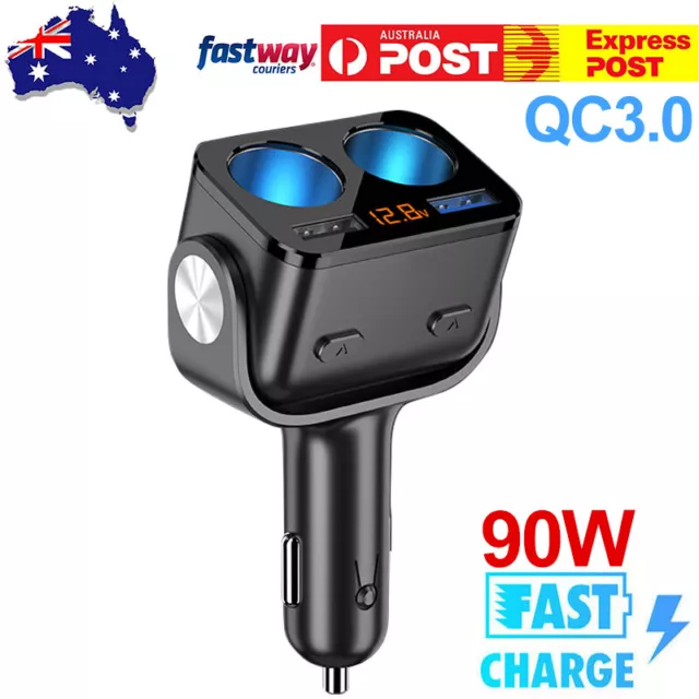 12V Car Cigarette Lighter Socket Splitter Power Adapter Dual USB Charger 2 Way 3