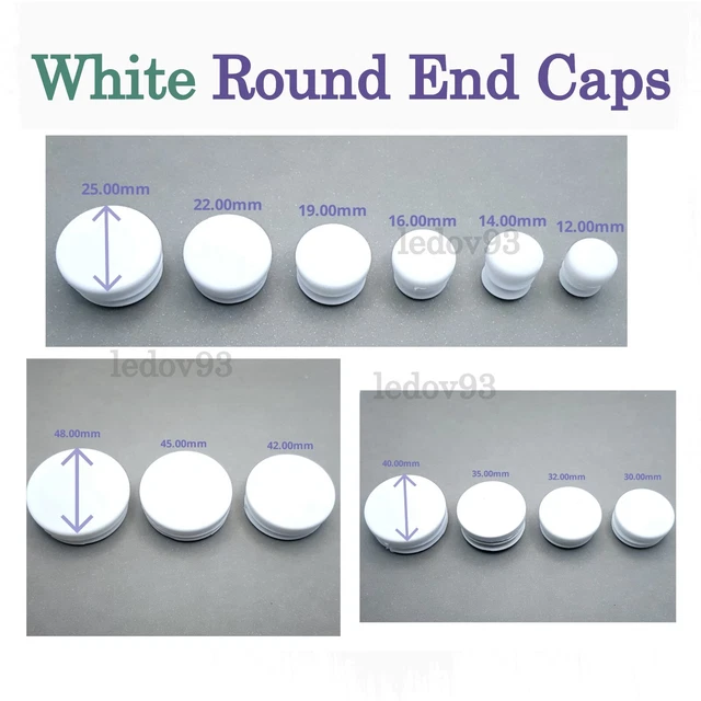 ROUND BLANKING END Caps Plastic Plugs Tube Inserts /Various Sizes /White £1.84 PicClick UK